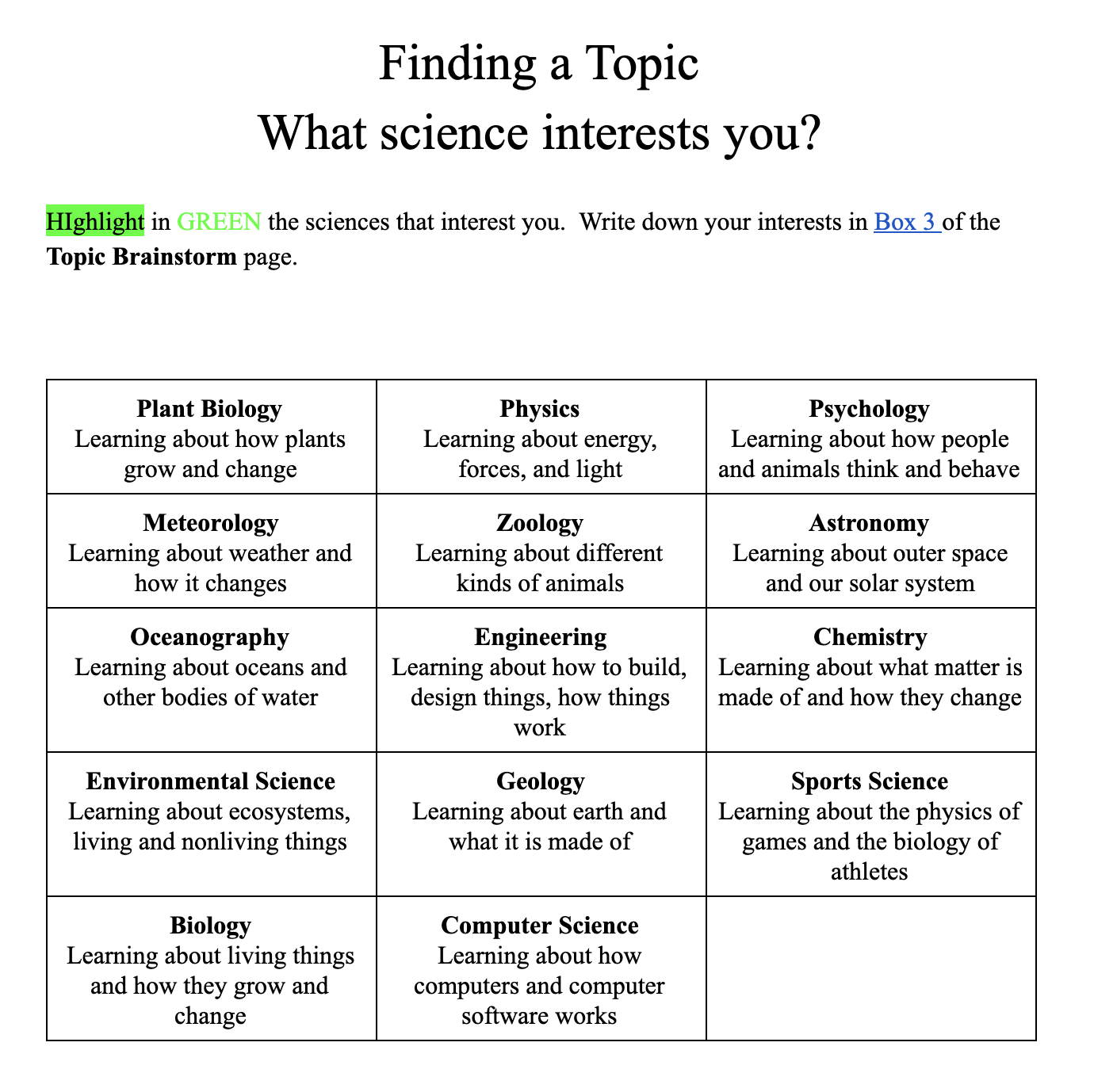 Online Connections: Science and Children  NSTA Within Double Cross Math Worksheet Answers