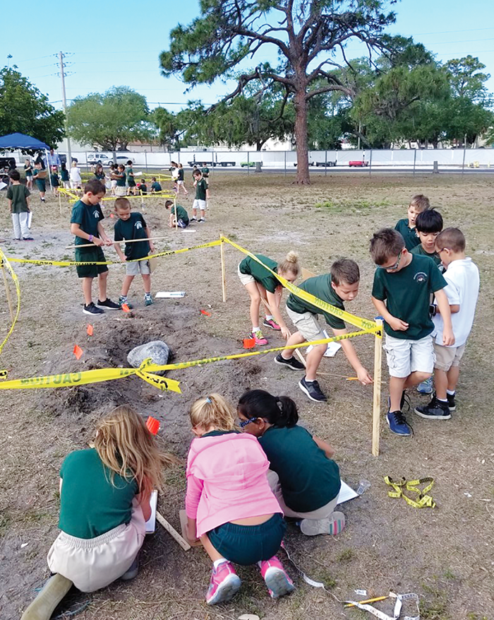 Students make observations of the site.