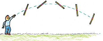 Figure 4. The center of mass (CM) follows a smooth parabolic path. 