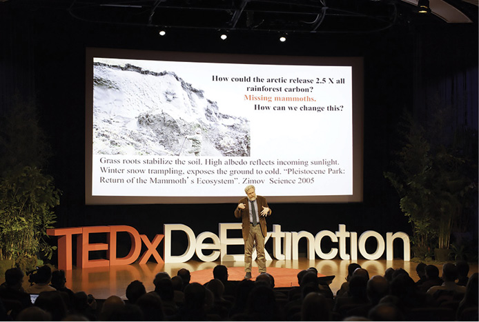 George Church at TEDx in 2015: “TEDxDeEx_Mwu4” by TEDxDeExtinction is licensed under CC BY-NC-ND 2.0