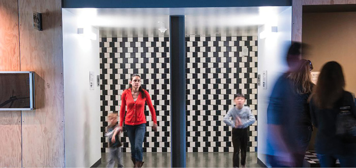 Figure 3. Tiled walls at the Exploratorium restrooms.