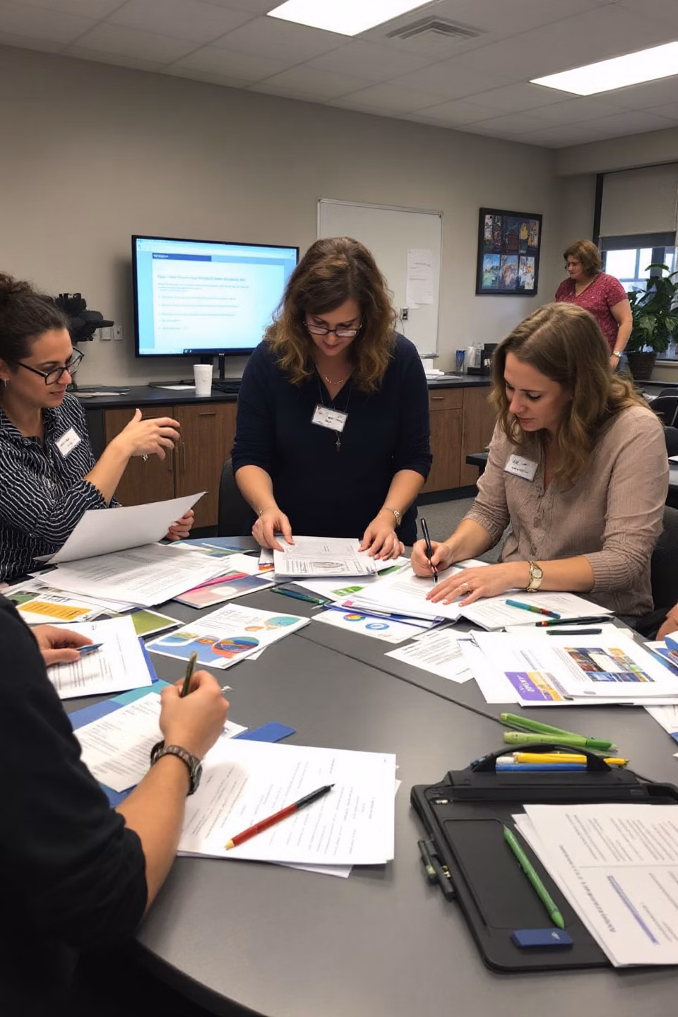 teachers working on a project together