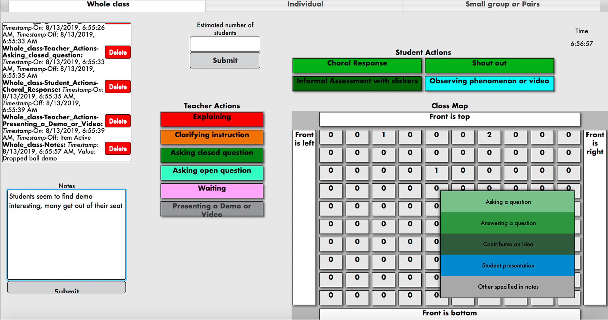 Figure 1 Screenshot of the SPOT observation interface.