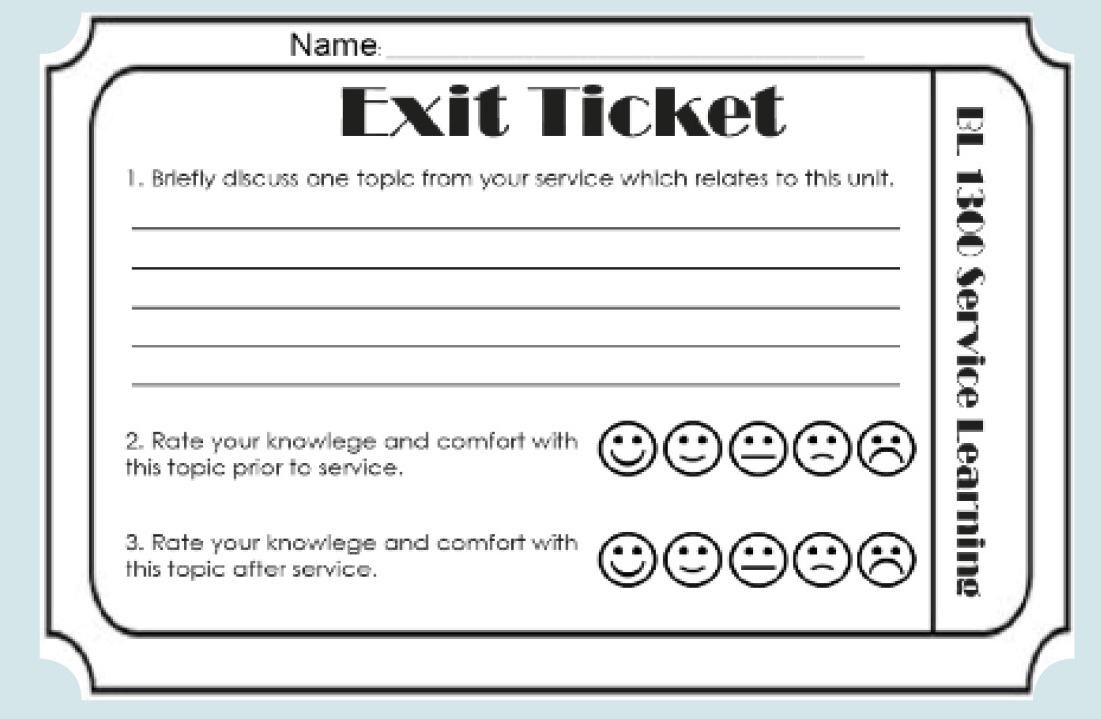 Figure 1 Exit ticket used for in-person service-learning. 