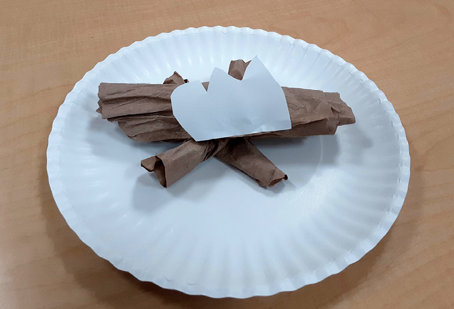 Figure 1 Students made paper campfires as they began discussing fire.