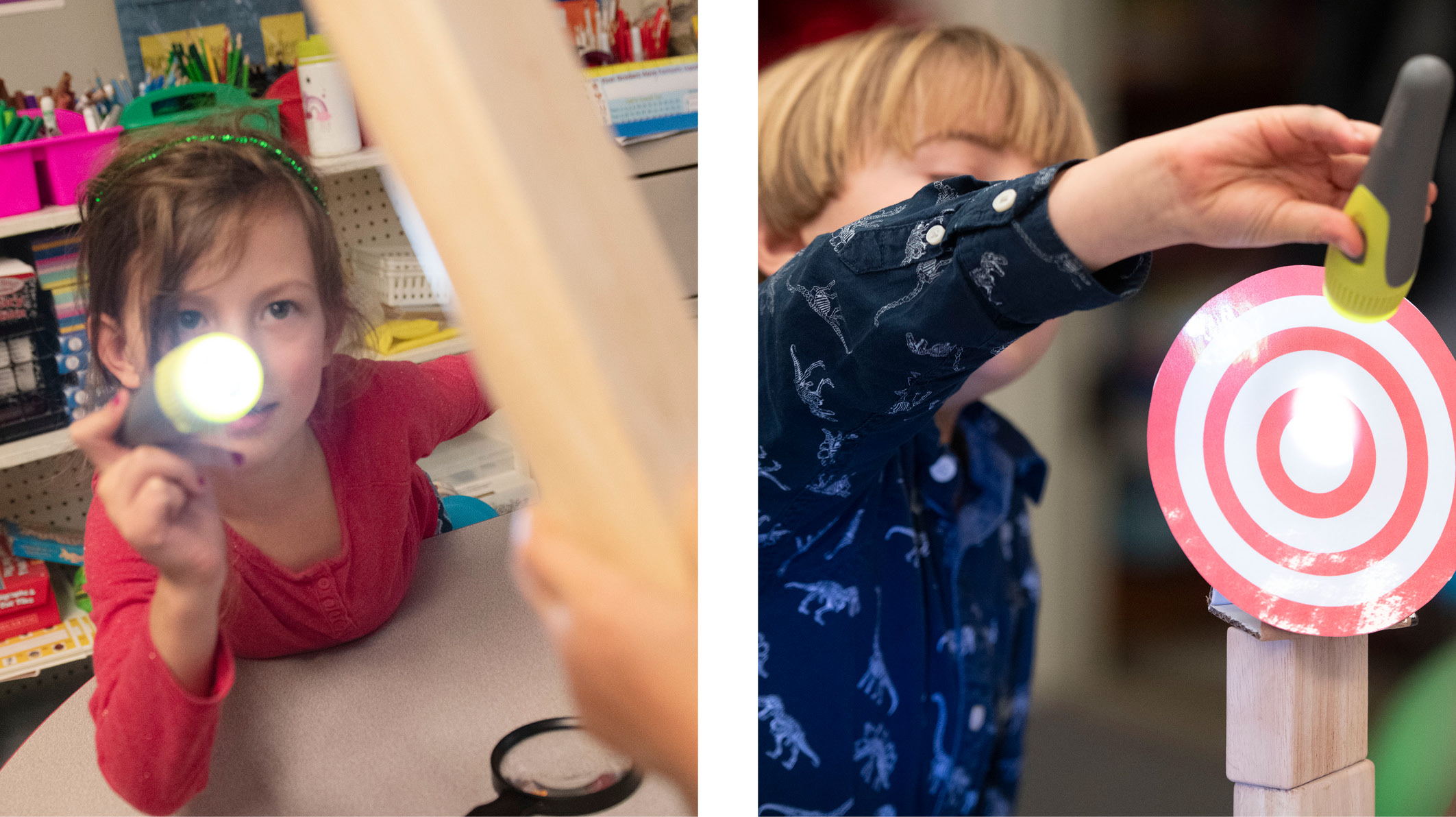 Students were captivated by what they could do with a flashlight.