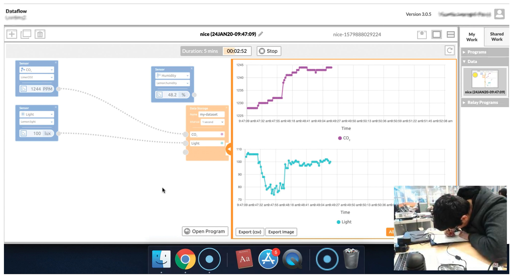 Figure 2 Dataflow software used to design investigations and program IoT hardware.