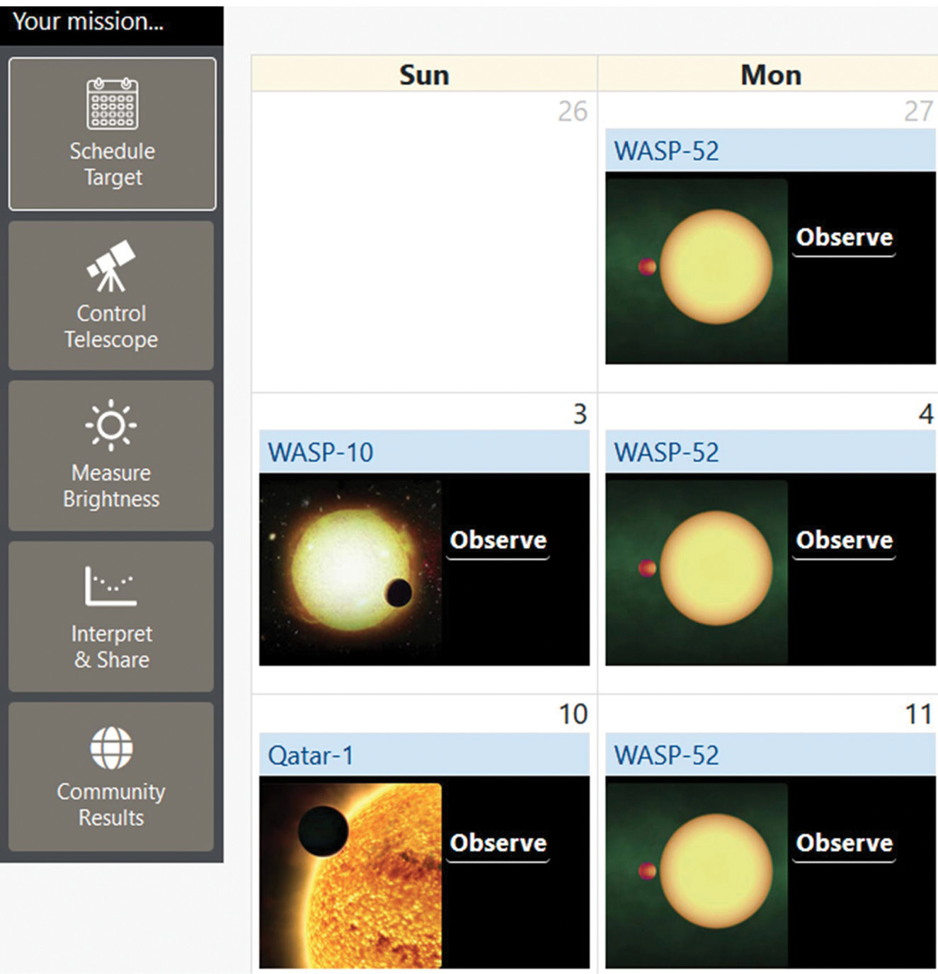 Figure 2  DIY Planet Search control panel. 