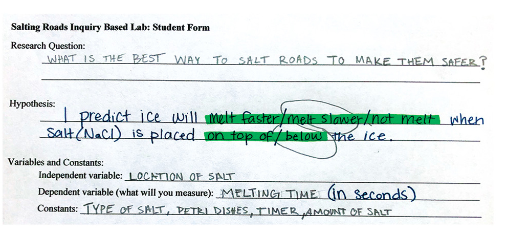 Figure 2 Sample structured hypothesis.