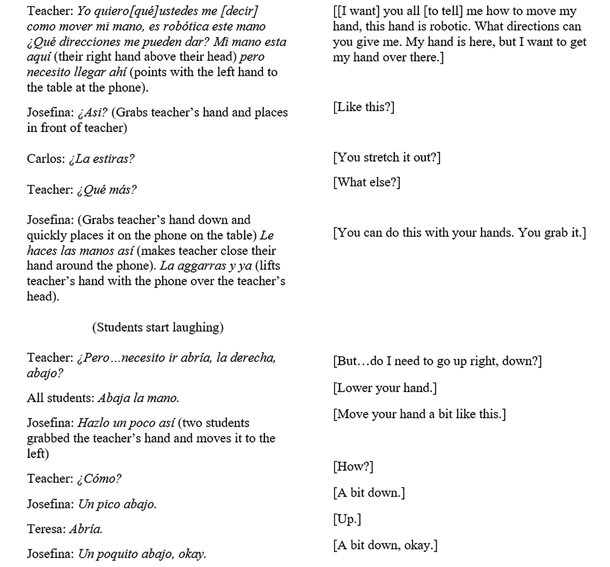 Figure 2 A students’ efforts to code the robotic arm.