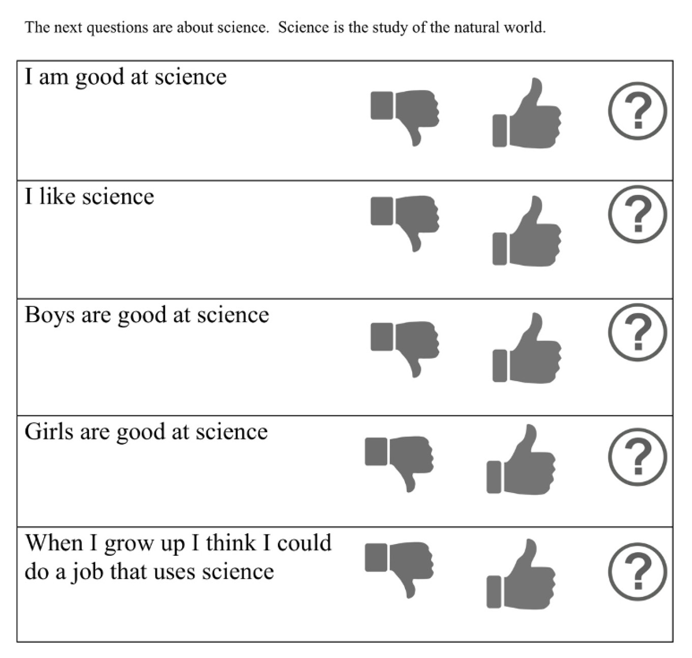 Figure 2 Student questionnaire.