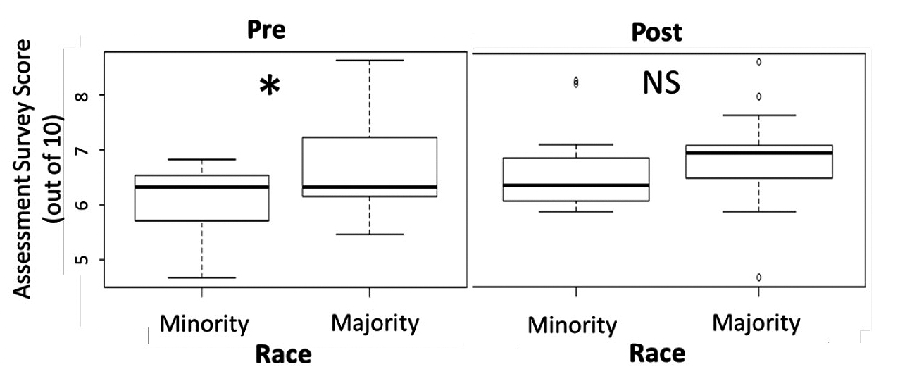Figure 3. Comparison of student scores based on racial and ethnic minority background.