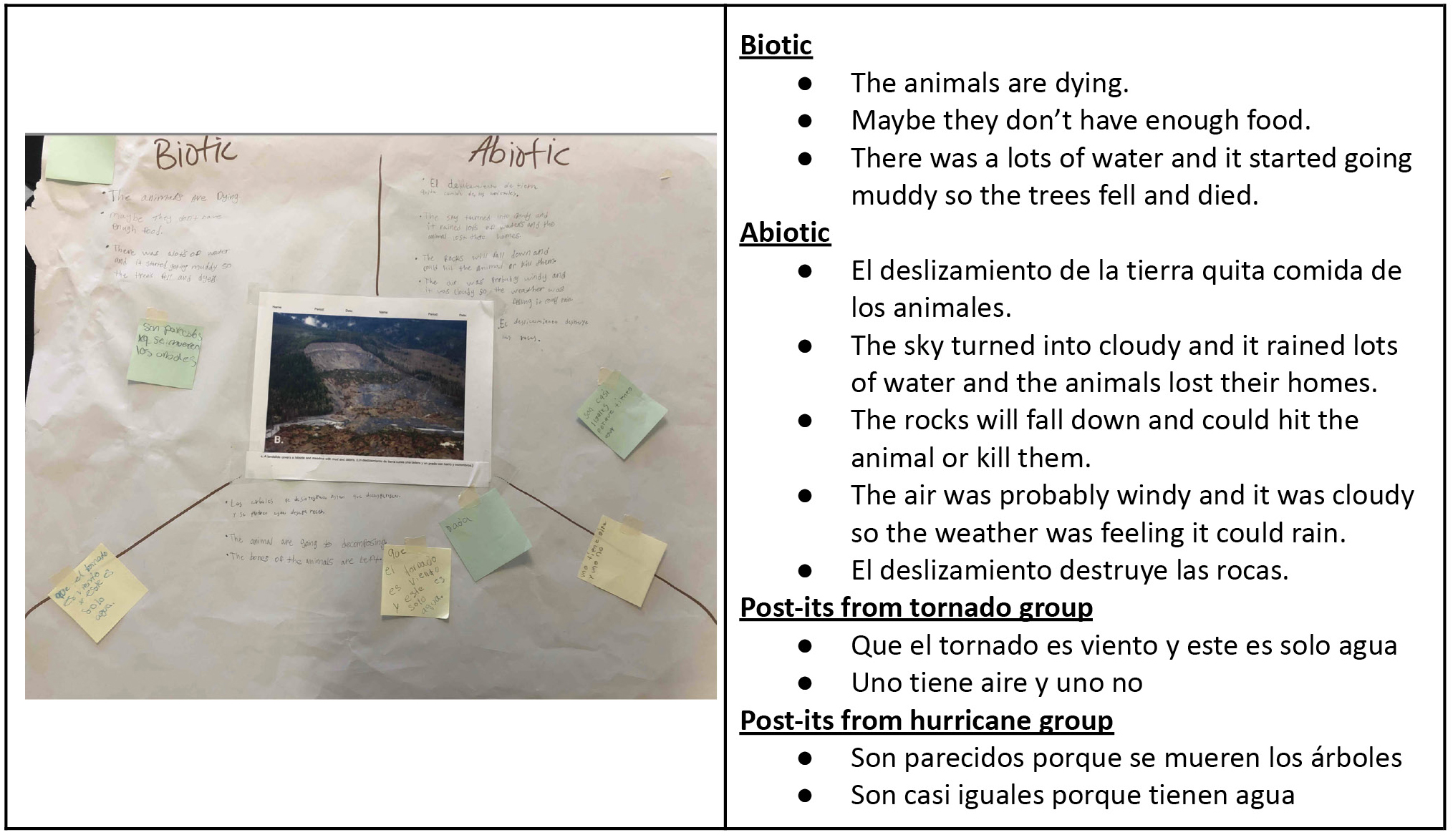 Figure 4  Example of a collaborative group poster from the landslide group.