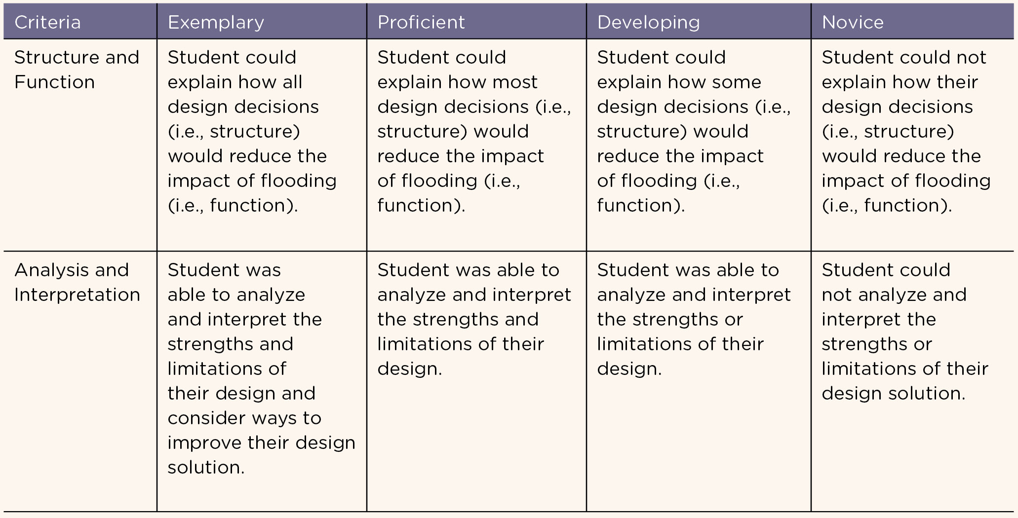 Summative assessment rubric.