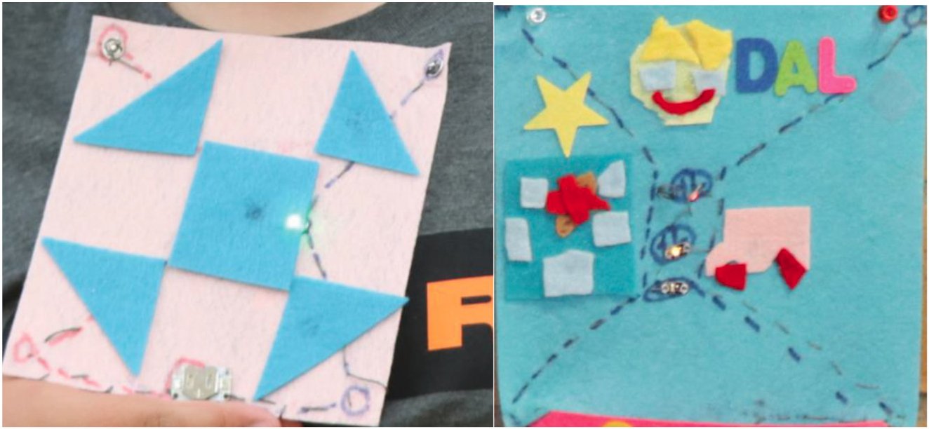 Figure 5 Student constructed quilt square and meaningful moment square depicting her family’s migration to the United States.