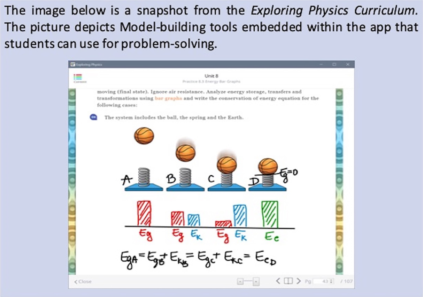 A snapshot of the tools in the Exploring Physics app.