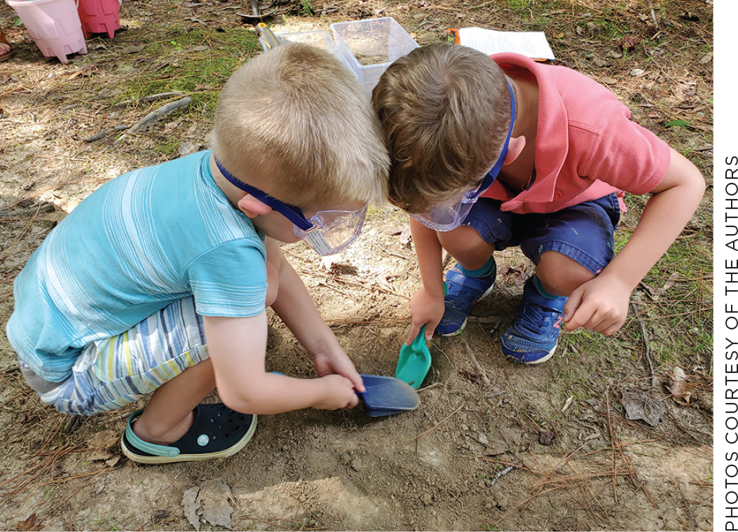 Students dig soil samples in different areas.