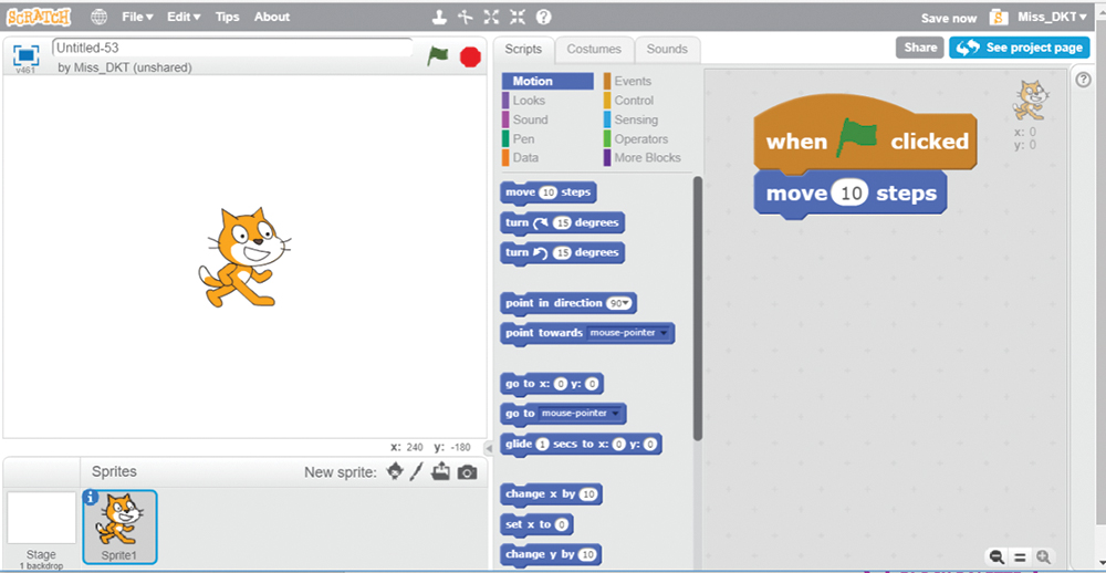 Scratch programming interface.