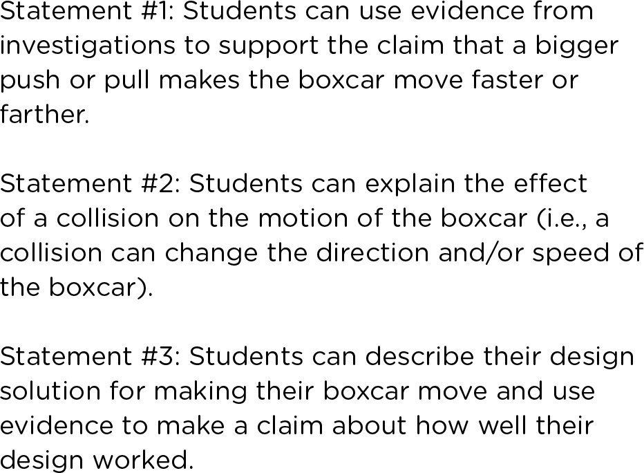 Assessment statements.