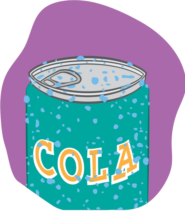 Water condenses on a cold soda can.