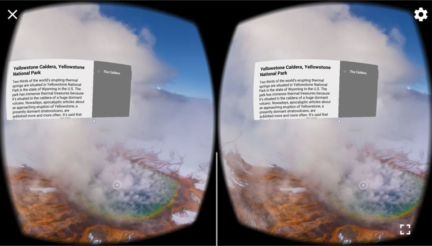 “Volcanoes Around the World” Google Expeditions screenshot.