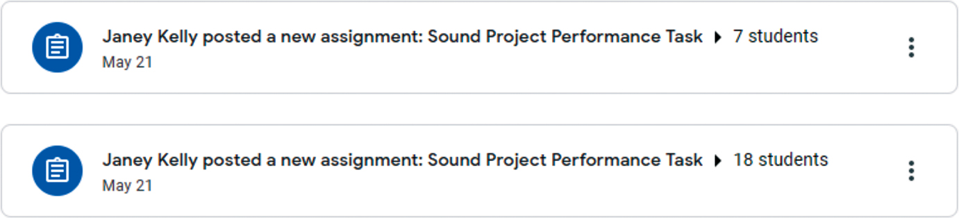 Differentiating assignments for students Via Google Classroom (teacher view)