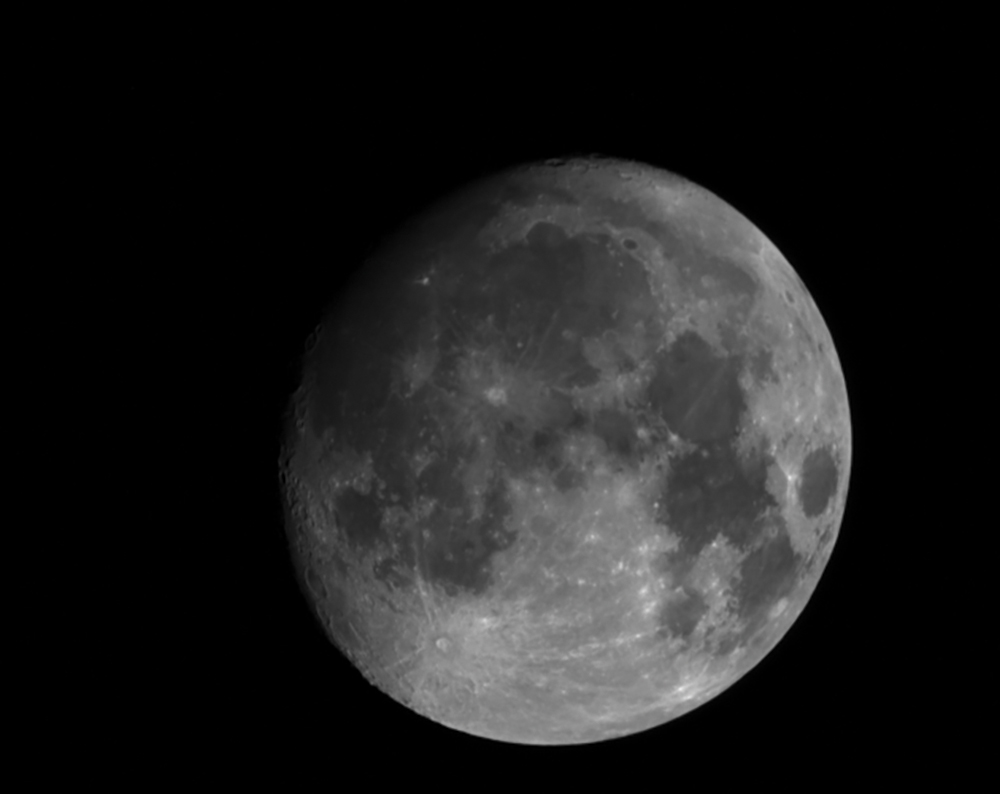 Sample student work: This is an example of a processed black and white image of the moon that a student created using the tools in JS9.