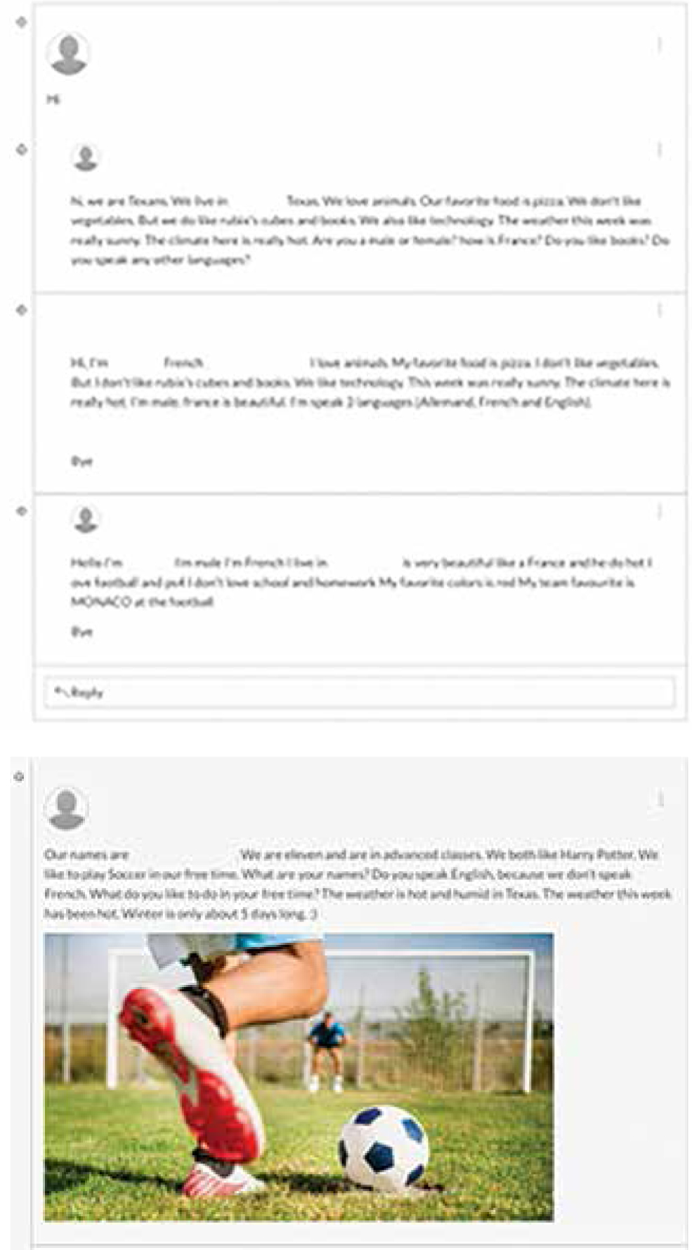 Example of a student discussion board using the platform Canvas.