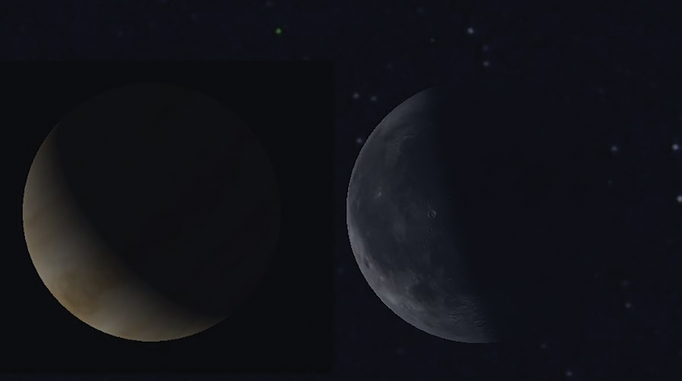 Venus and the Moon as they appear in the morning skies of July 20, 2020.
