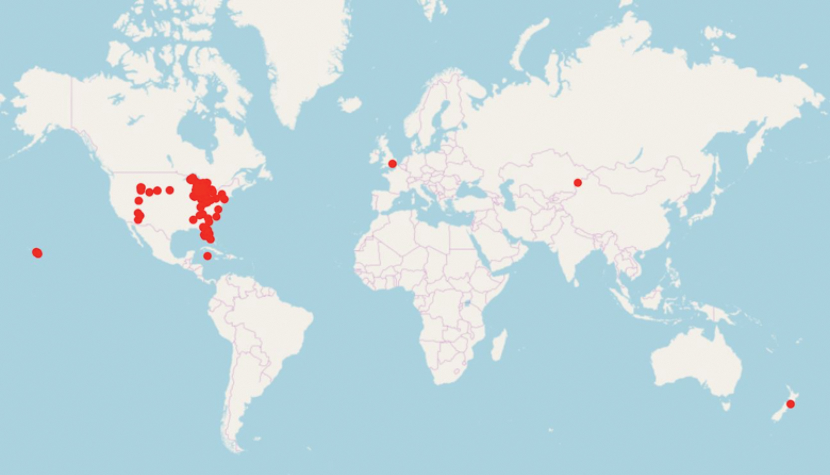 Locations of GLOBE cloud measurements were submitted by Shumate Middle School students.