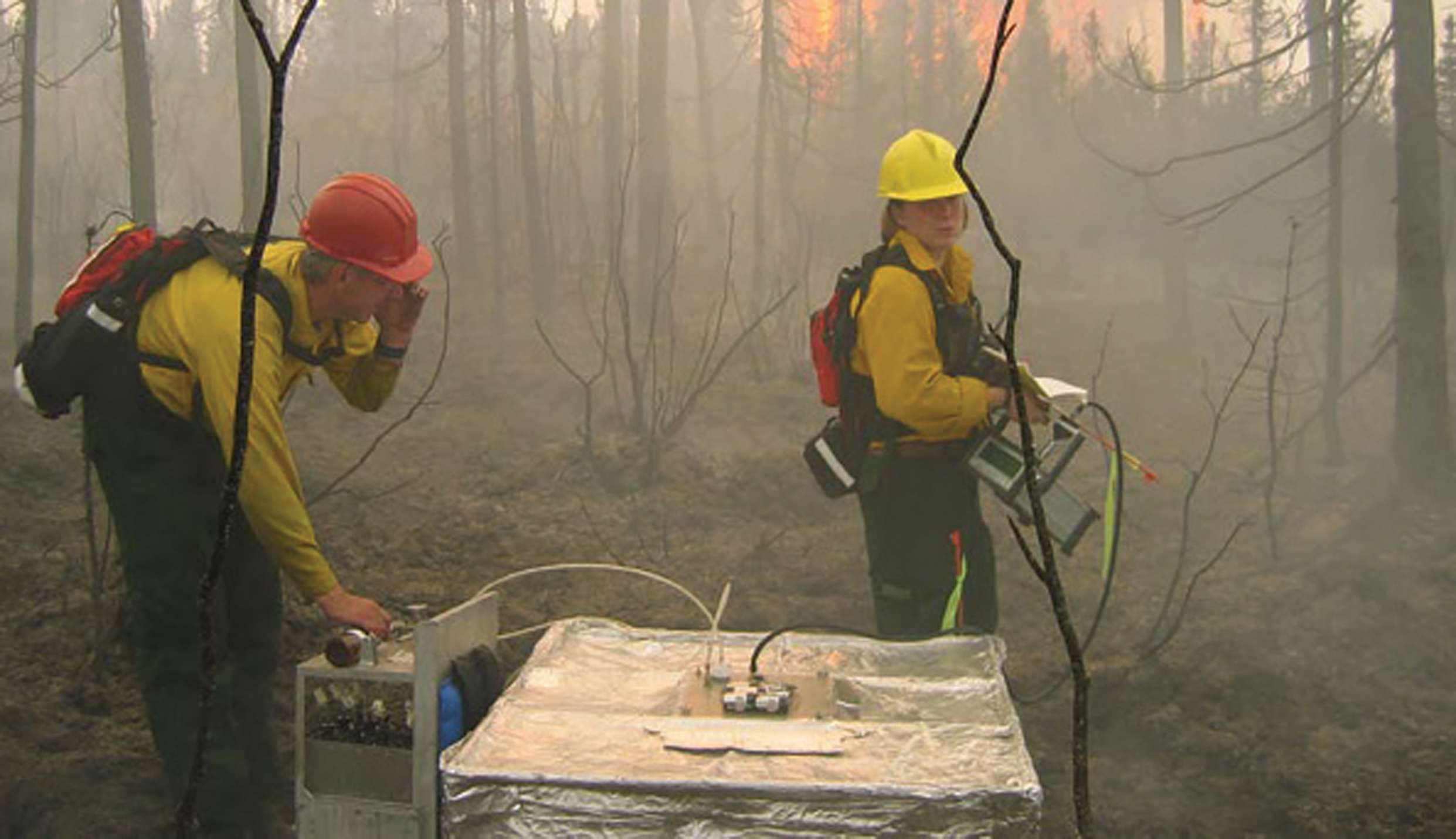 Testing smoke chemistry during a wildfire. Photo courtesy Shawn Urbanski.