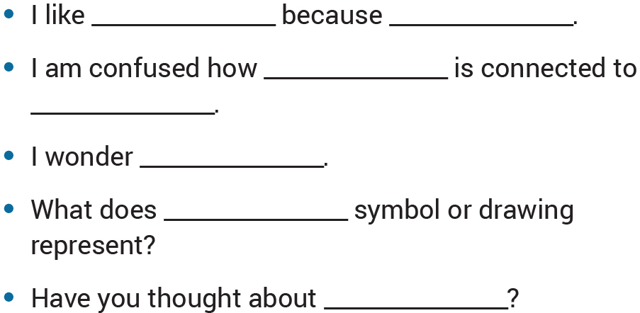 Sentence starters and prompts to facilitate peer review of explanatory models.