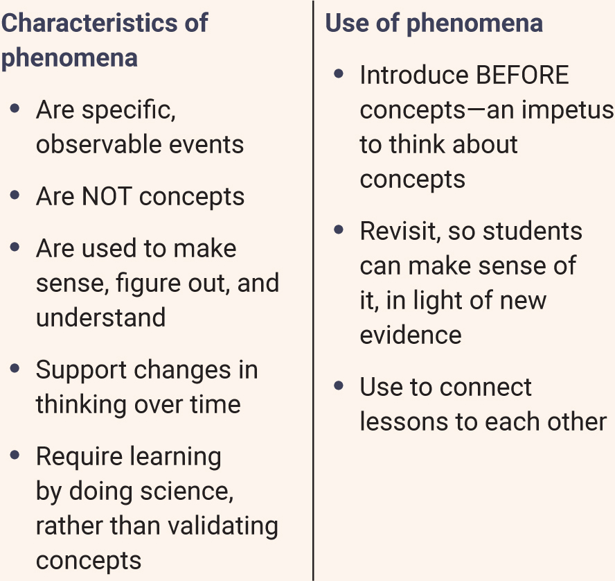 The characteristics and uses of phenomena for science instruction.